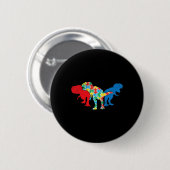 T-Rex Dinosaurussen Puzzel Dino Autisme Awareness Ronde Button 5,7 Cm (Voorkant /achterkant)