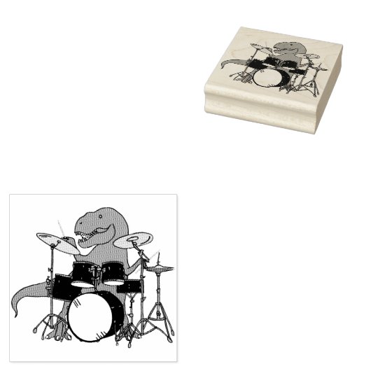T-Rex Drummer Rubberstempel (Gestempeld)