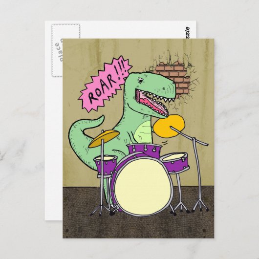 T Rex Drums Briefkaart (Voorkant / Achterkant)