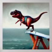 T Rex duiken Poster (Voorkant)