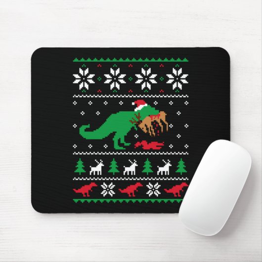 T Rex Eating Reindeer Funny Dinosaur Christmas Ugl Muismat (Met muis)