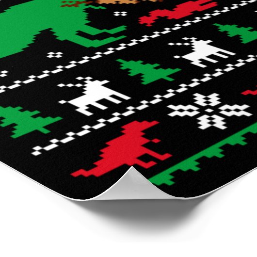 T Rex Eating Reindeer Funny Dinosaur Christmas Ugl Poster (Hoek)