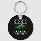 T Rex Eating Reindeer Funny Dinosaur Christmas Ugl Sleutelhanger (Voorkant)