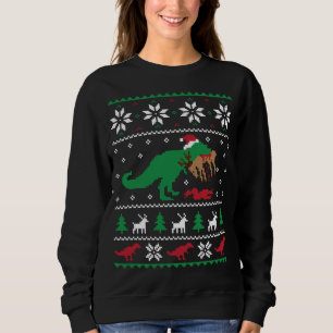 T Rex Eating Reindeer Funny Dinosaur Kerstmis Ugl Trui