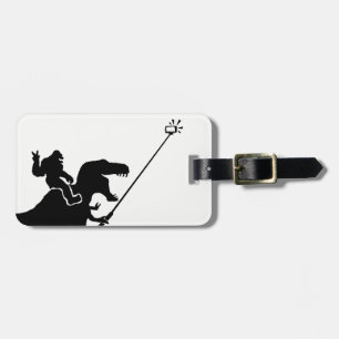 T-rex en bigfoot selfie bagagelabel