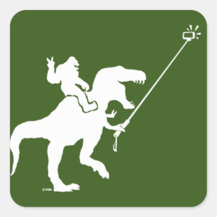 T-rex en bigfoot selfie vierkante sticker