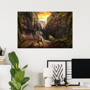 T-Rex en Triceratops Poster