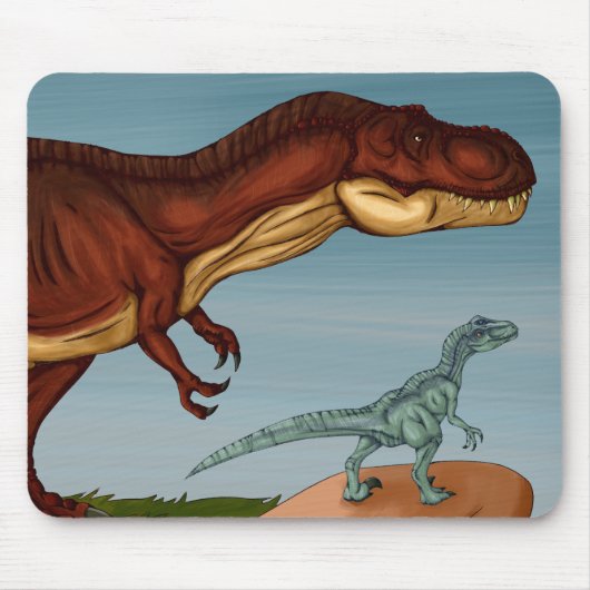 T-Rex en Velociraptor Muismat (Voorkant)
