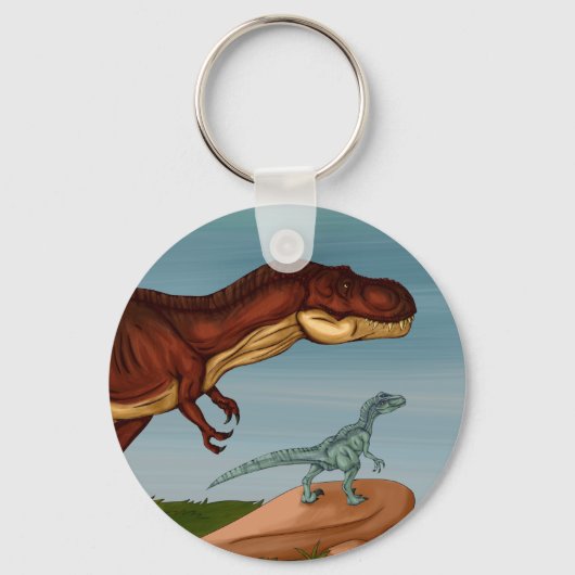 T-Rex en Velociraptor Sleutelhanger (Voorkant)
