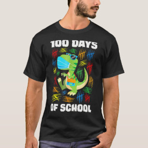 T Rex Face Mask Funny 100 dagen schooljongens Girl T-shirt