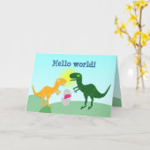 T-Rex Family Dino Baby Hallo Kaart Egg (Gele Bloem)