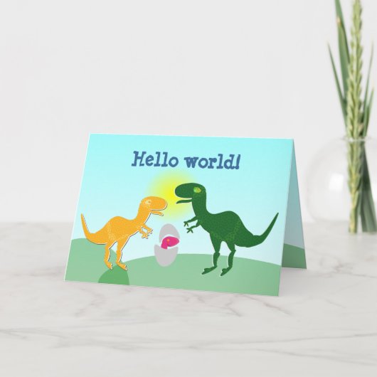 T-Rex Family Dino Baby Hallo Kaart Egg (Voorkant)