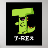T-Rex Funny Alphabet Dinosaur Pun Dark BG Poster (Voorkant)