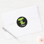 T-Rex Funny Alphabet Dinosaur Pun Dark BG Ronde Sticker (Envelop)