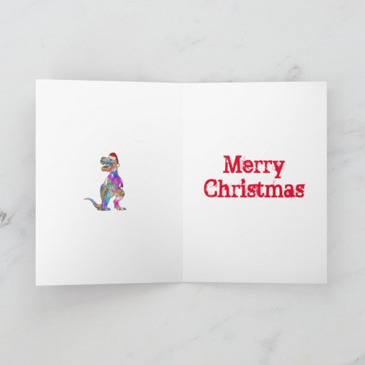 T Rex Funny Festive Naughty of Nice Dinosaur Quote Kaart (Binnen)