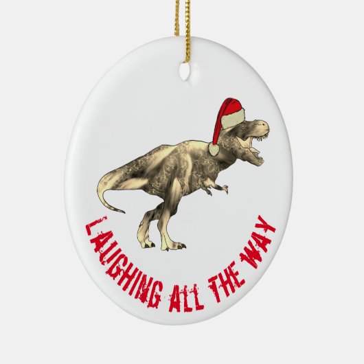 T. rex Funny Santa Laughing helemaal citeren Keramisch Ornament (Rechts)