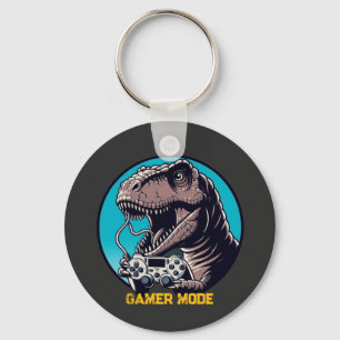 T-Rex Gamer Mode Dinosaurus Kunst Sleutelhanger