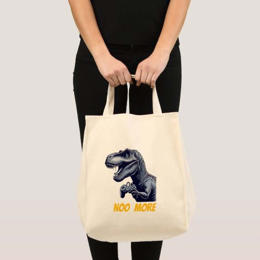 T-Rex Gamer "No More" Art Design Tote Bag (Voorkant (product))