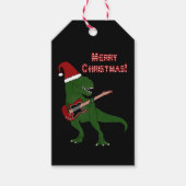 T-Rex Gitaar Kerstmis Cadeaulabel (Voorkant)