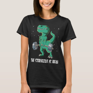 T rex Gym Weegtraining De strijd is echt T-shirt