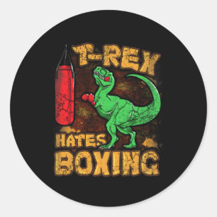 T-rex Haat Boksen Funny Boxer Dinosaur Tyrannosau Ronde Sticker