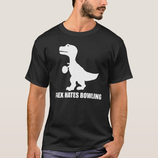 T-Rex haat Bowling Dark T-Shirt (Voorkant)