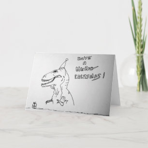 T Rex haat het openen van Cadeaus Kerstmis Kaart