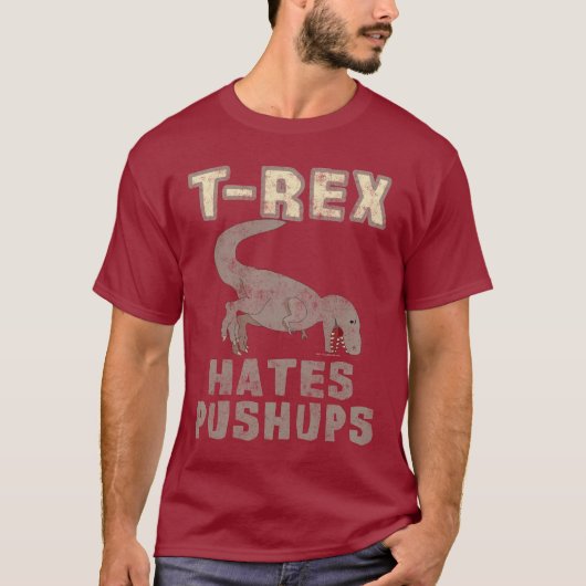 T-Rex haat pushups grappige dino dinosaurus T-shirt (Voorkant)