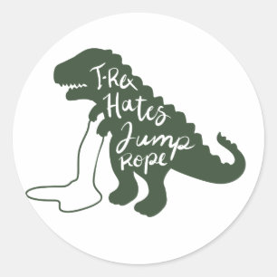 T-rex haat springtouw - Kies achtergrondkleur Ronde Sticker