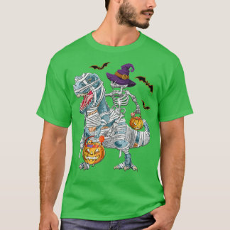 T-Rex Halloween Shirt Witch Pet Pumpkin Snoep Bask