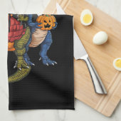 T-Rex Happy Thanksgiving-dinosaurussen Theedoek (Quarter Fold)