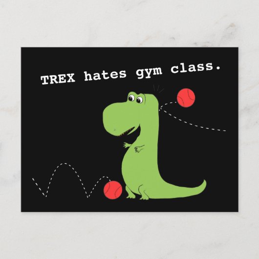 T Rex Hates Gym Class Dinosaur Funny Briefkaart (Voorkant)