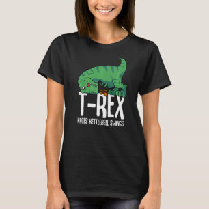 T Rex Hates Kettlebell Gym Short Arms Dino TRex T-shirt