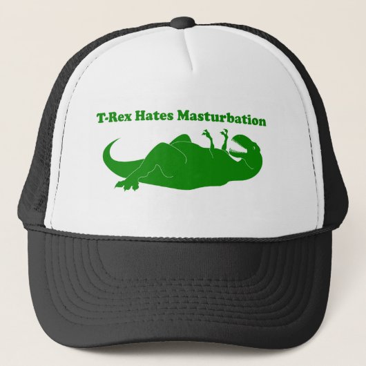 T-rex Hates Masturbation Trucker Hat Pet (Voorkant)