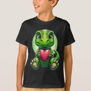 T-rex Holding Heart Valentijnsdag Schattigee Dinos T-shirt