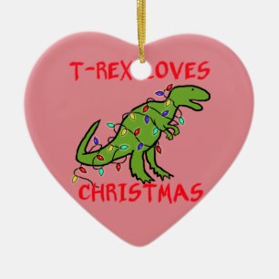T-Rex houdt van Kerstmis Keramisch Ornament