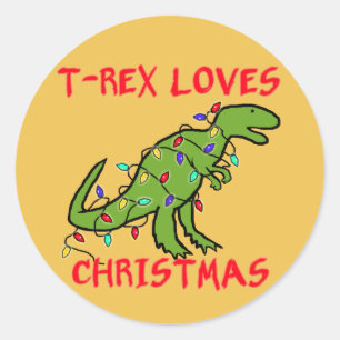 T-Rex houdt van Kerstmis Ronde Sticker