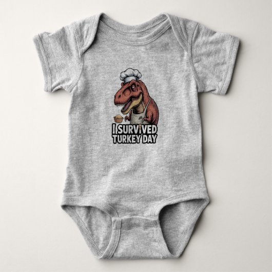 T-Rex I Survived Turkey Day Chef  Romper (Voorkant)