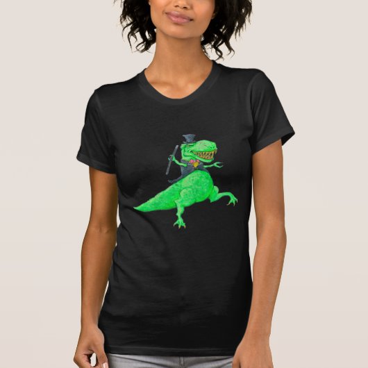 T-Rex in bovenste hoogte en trappen T-shirt (Voorkant)