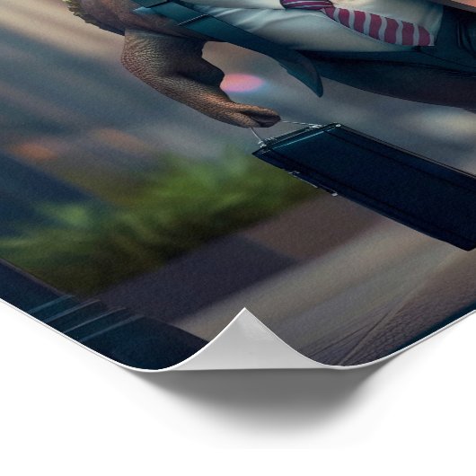 T-Rex in de stad Poster (Hoek)