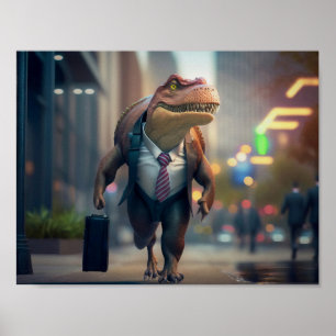 T-Rex in de stad Poster
