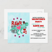 T-Rex in een Top Hat Cute Funny Valentijn Invitati Briefkaart (Voorkant / Achterkant)