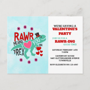 T-Rex in een Top Hat Cute Funny Valentijn Invitati Briefkaart