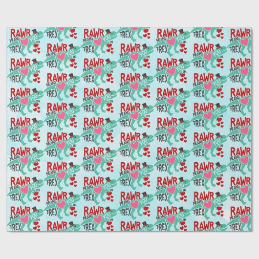 T-Rex in een Top Hat Cute Funny Valentijnsdag Cadeaupapier (Vlak)