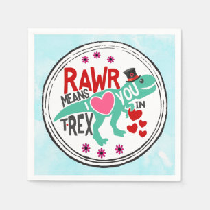 T-Rex in een Top Hat Cute Funny Valentijnsdag Servet