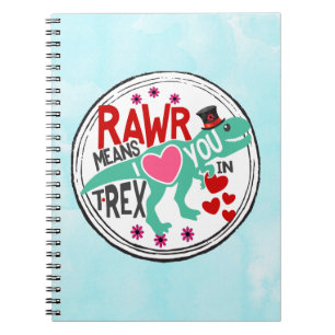 T-Rex in een top Hat Rawr betekent dat ik van je h Notitieboek