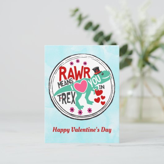 T-Rex in een Top Hat Schattige Funny Valentijn Briefkaart (Staand voorkant)