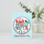 T-Rex in een Top Hat Schattige Funny Valentijn Feestdagenkaart (Staand voorkant)
