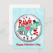 T-Rex in een Top Hat Schattige Funny Valentijn Feestdagenkaart (Voorkant / Achterkant)