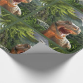 T Rex in het prehistorische landschap Cadeaupapier (Hoek)